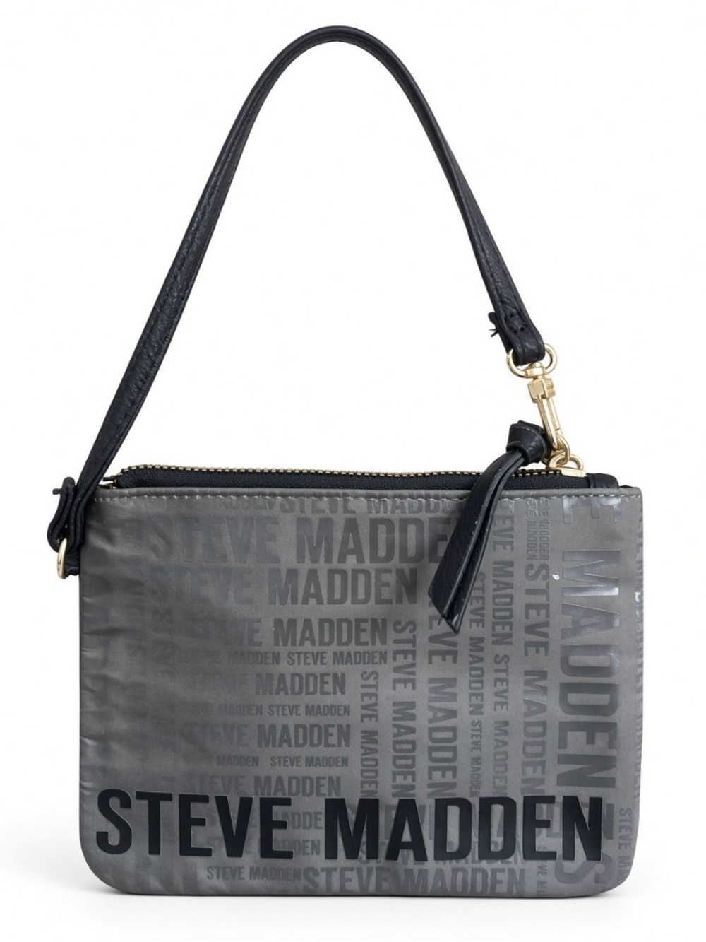 Steve Madden Gray Logo Wristlet Clutch NWOT
